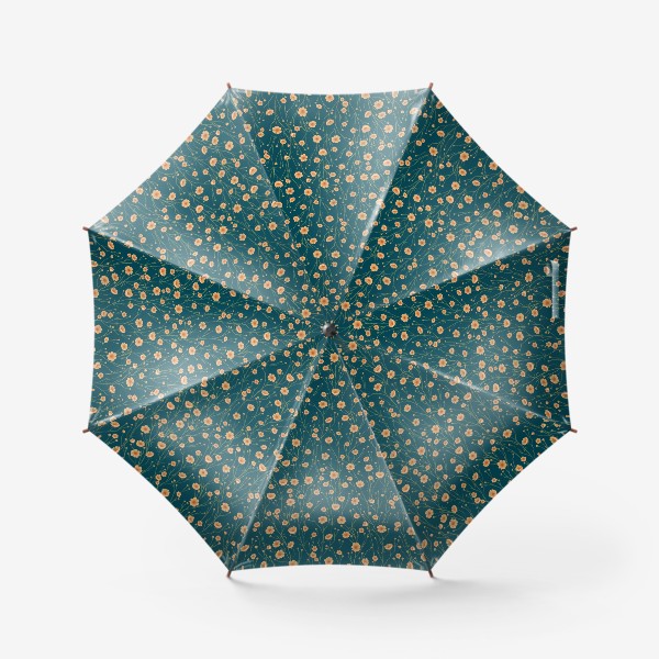 Зонт «Цветочный паттерн на тёмно-бирюзовом фоне»
