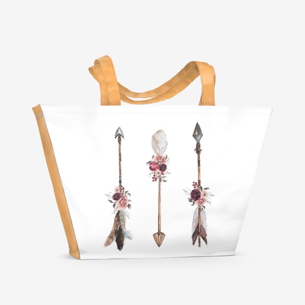 Пляжная сумка &laquo;Акварельные стрелы с цветами&raquo;