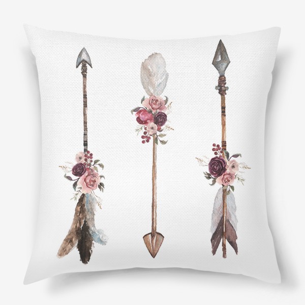 Подушка «Акварельные стрелы с цветами»