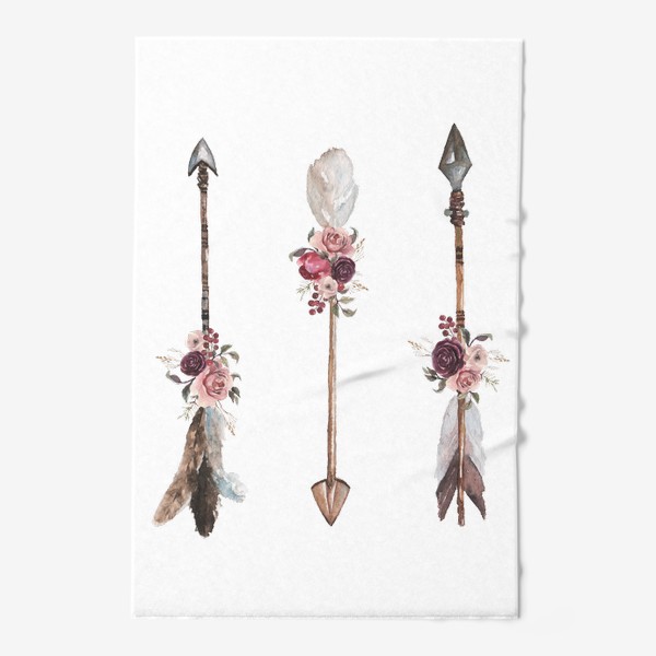 Полотенце &laquo;Акварельные стрелы с цветами&raquo;