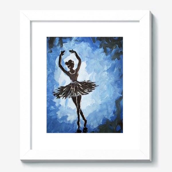 Картина «Черный силуэт балерины на сине-голубом фоне»