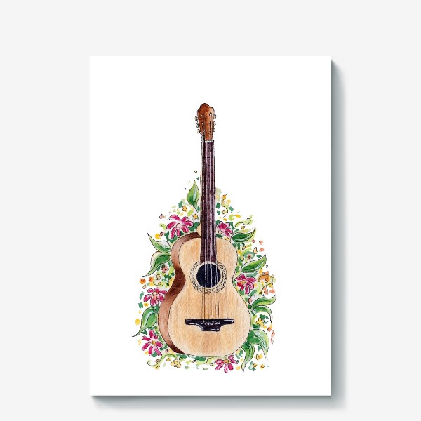 Холст «Гитара в цветах. »