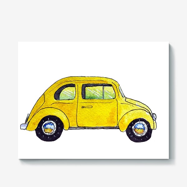 Холст «Желтая машина Фольксваген жук. »