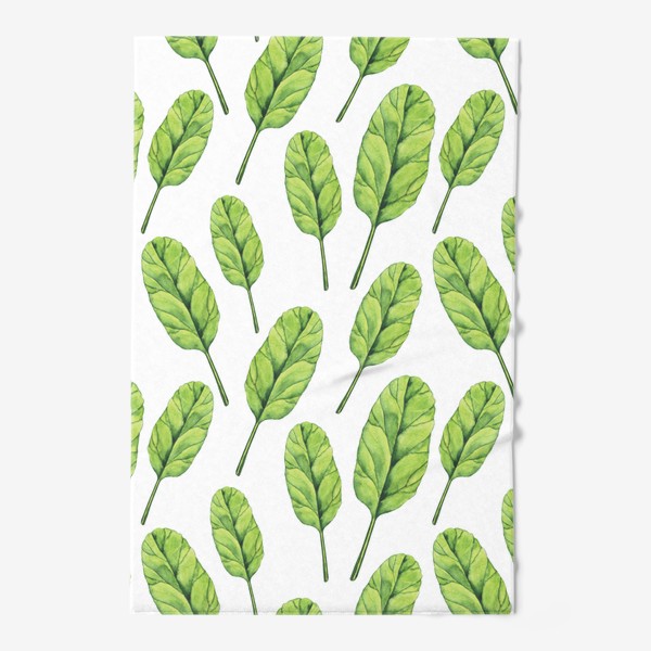 Полотенце «Зеленые листья шпината акварель»