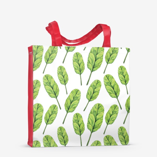 Сумка-шоппер «Зеленые листья шпината акварель»