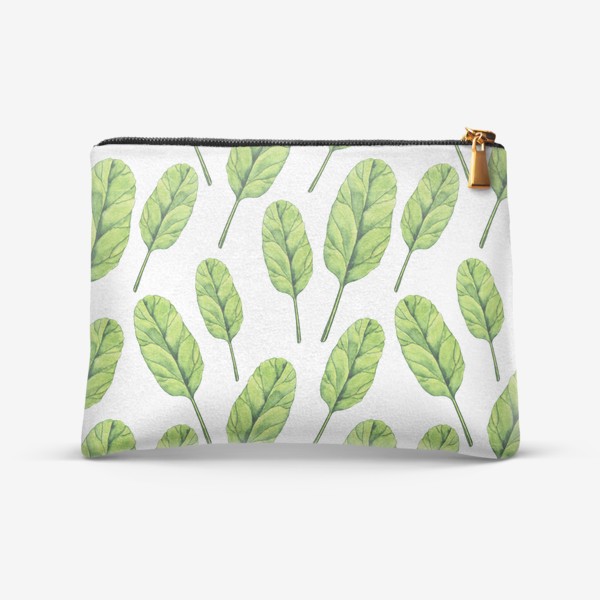 Косметичка «Зеленые листья шпината акварель»