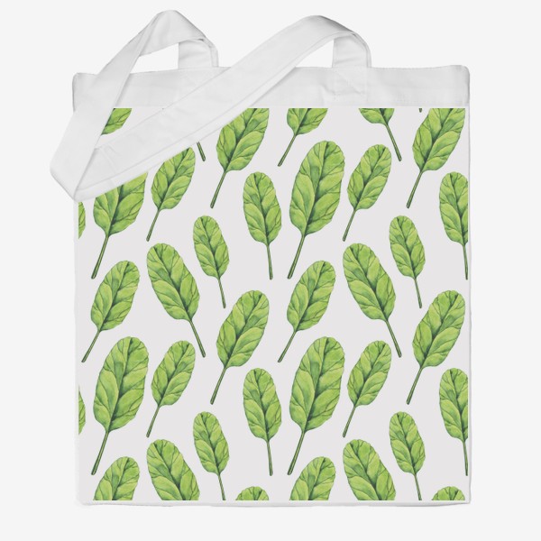 Сумка хб «Зеленые листья шпината акварель»