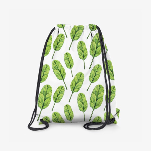 Рюкзак «Зеленые листья шпината акварель»
