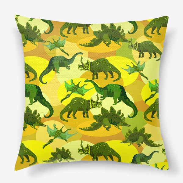 Подушка «Динозавры на желтом песке»
