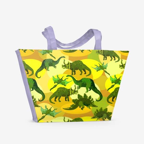Пляжная сумка «Динозавры на желтом песке»