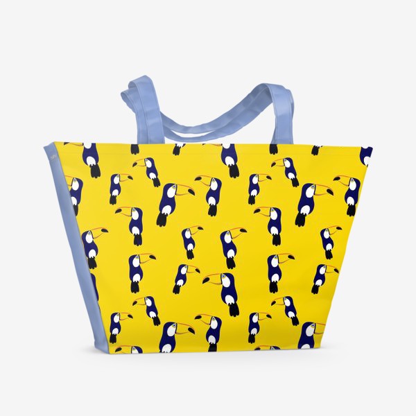 Пляжная сумка «Птица тукан на желтом фоне. Лето. »
