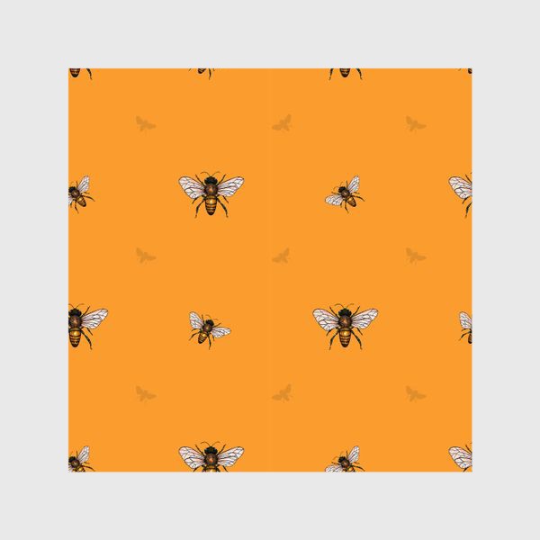 Шторы «Пчелы на оранжевом фоне из коллекции Медовое лето»