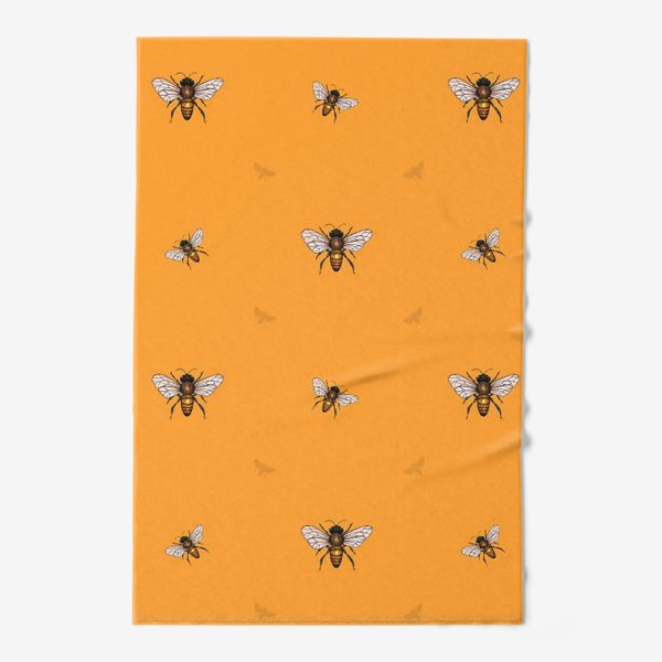 Полотенце «Пчелы на оранжевом фоне из коллекции Медовое лето»