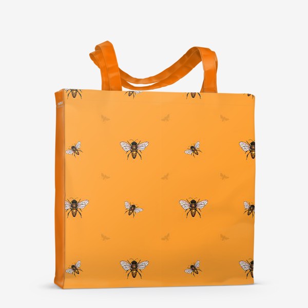 Сумка-шоппер «Пчелы на оранжевом фоне из коллекции Медовое лето»