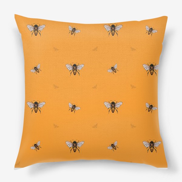 Подушка «Пчелы на оранжевом фоне из коллекции Медовое лето»