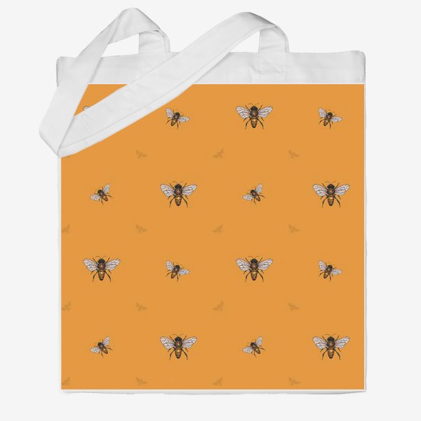 Сумка хб «Пчелы на оранжевом фоне из коллекции Медовое лето»