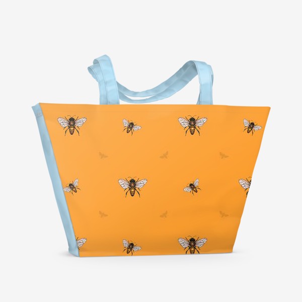 Пляжная сумка «Пчелы на оранжевом фоне из коллекции Медовое лето»