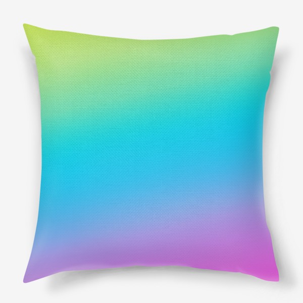 Подушка «Градиент из нескольких цветов, разноцветный, зеленый, голубой, фиолетовый»