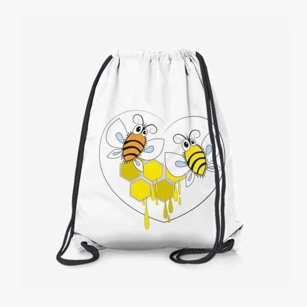 Рюкзак «Пчёлки. Принт с пчёлами и сотами.»