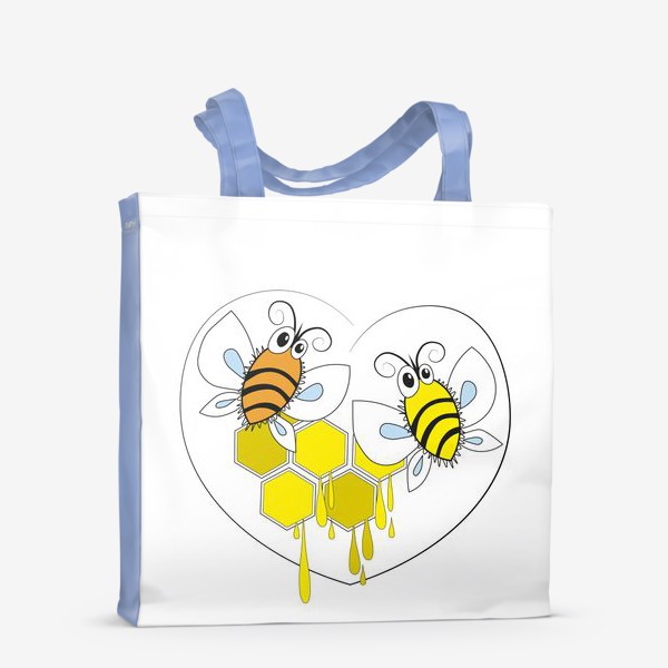 Сумка-шоппер «Пчёлки. Принт с пчёлами и сотами.»