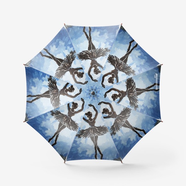 Зонт «Черный силуэт балерины на сине-голубом фоне»