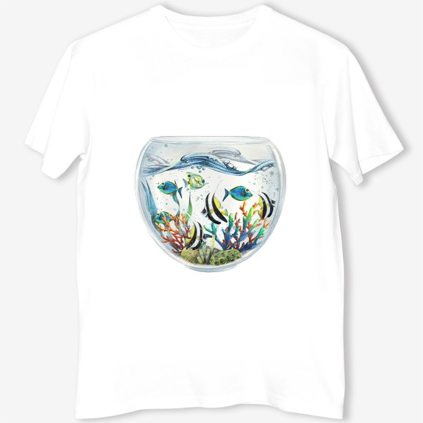 Футболка &laquo;Яркие тропические рыбки, аквариум. Акварельные.&raquo;