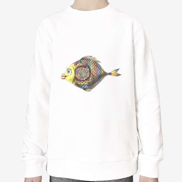 Свитшот «Яркая разноцветная рыбка. Радуга. Графика.»