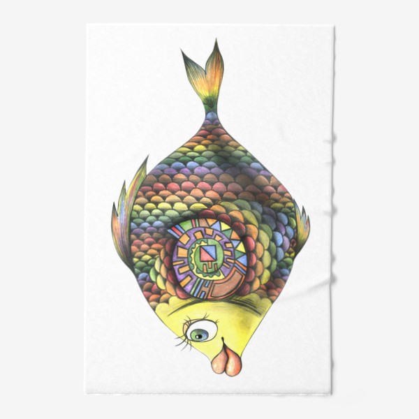 Полотенце «Яркая разноцветная рыбка. Радуга. Графика.»