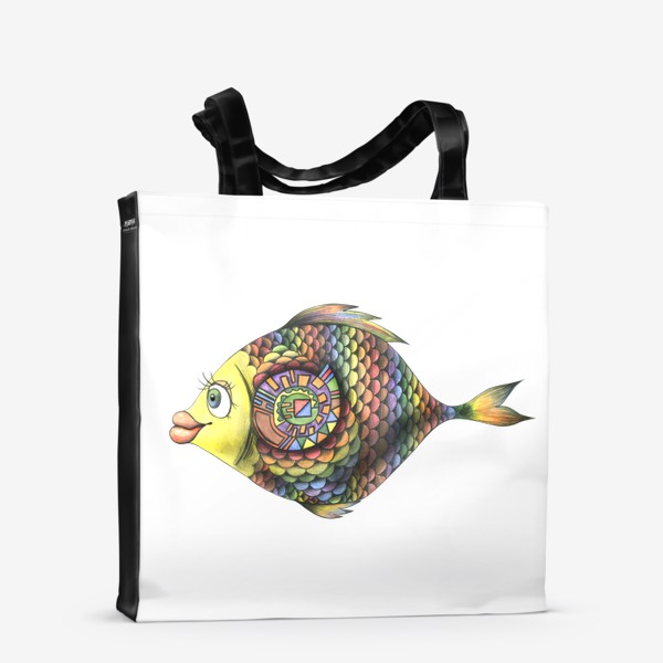 Сумка-шоппер «Яркая разноцветная рыбка. Радуга. Графика.»