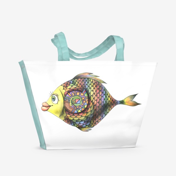 Пляжная сумка «Яркая разноцветная рыбка. Радуга. Графика.»