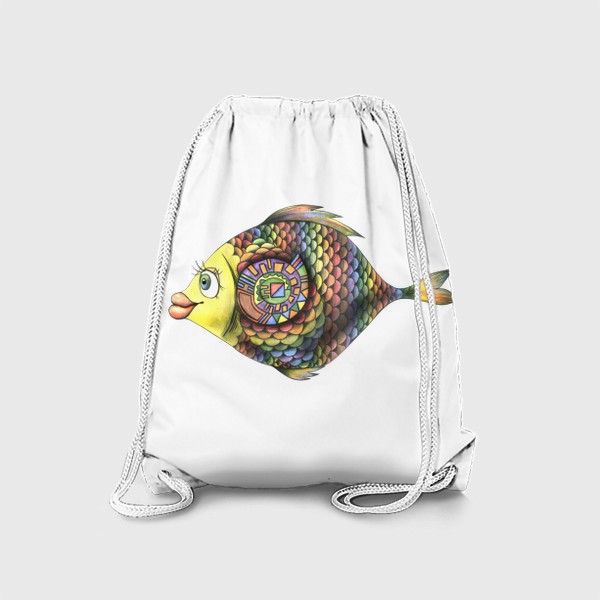Рюкзак «Яркая разноцветная рыбка. Радуга. Графика.»