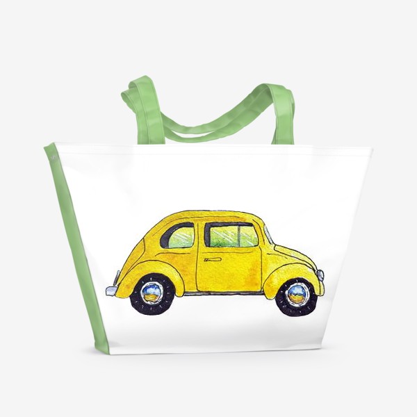 Пляжная сумка «Желтая машина Фольксваген жук. »