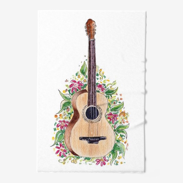 Полотенце «Гитара в цветах. »