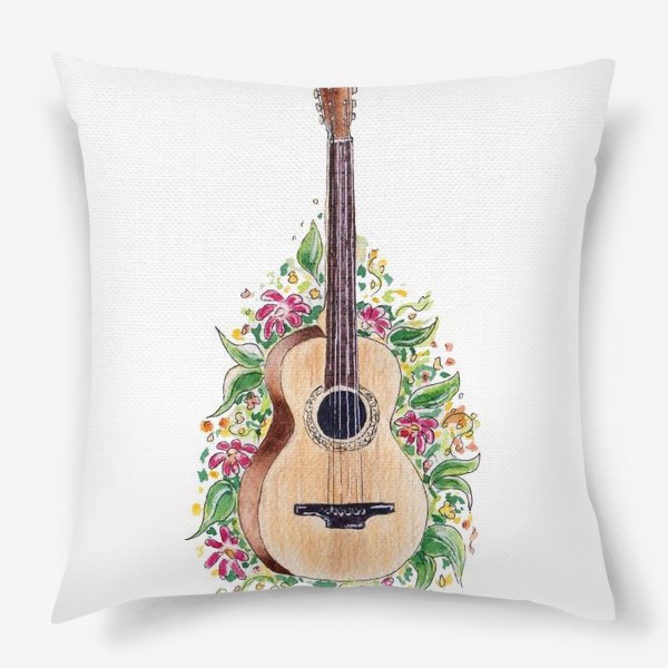 Подушка «Гитара в цветах. »