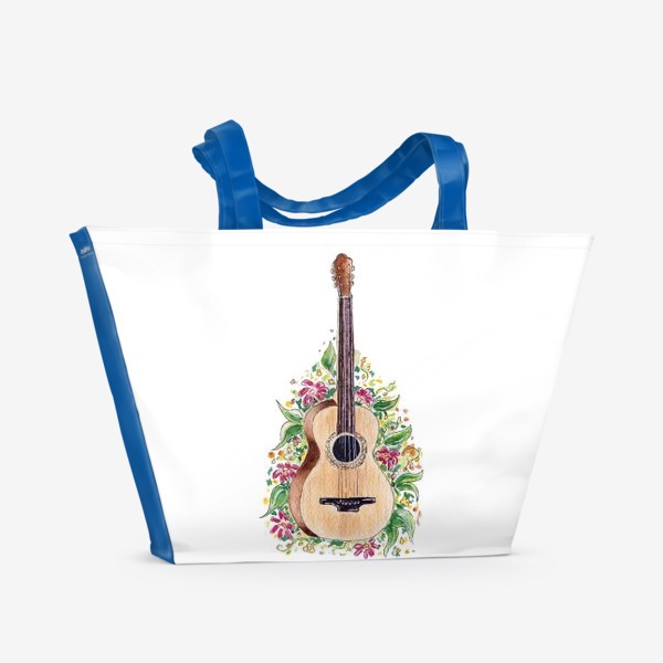 Пляжная сумка «Гитара в цветах. »