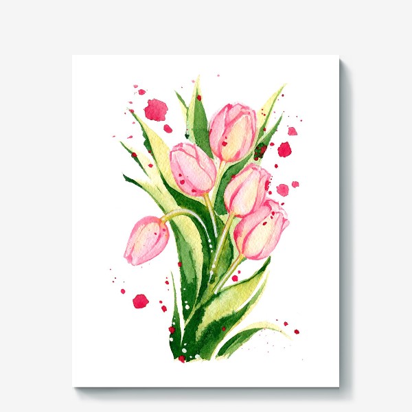 Холст «Тюльпаны розовые. Цветы.»