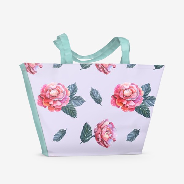 Пляжная сумка «Волшебные розы на сиреневом фоне»