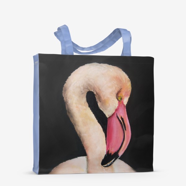 Сумка-шоппер «Розовый Фламинго крупным планом на темном фоне»