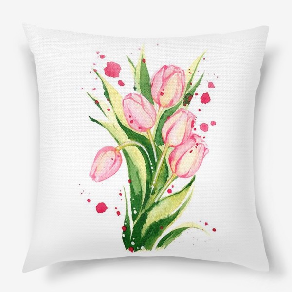 Подушка «Тюльпаны розовые. Цветы.»