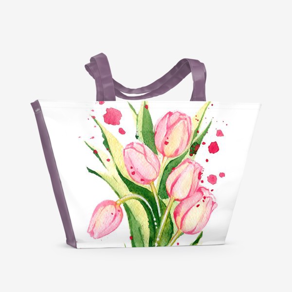 Пляжная сумка &laquo;Тюльпаны розовые. Цветы.&raquo;