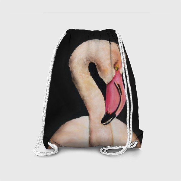 Рюкзак «Розовый Фламинго крупным планом на темном фоне»