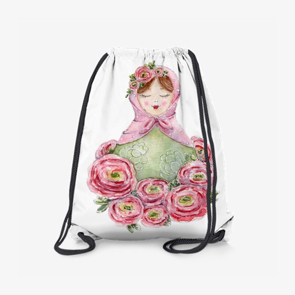 Рюкзак «Матрешка с цветами ранункулюсы, русская матрёшка, весенние цветы»