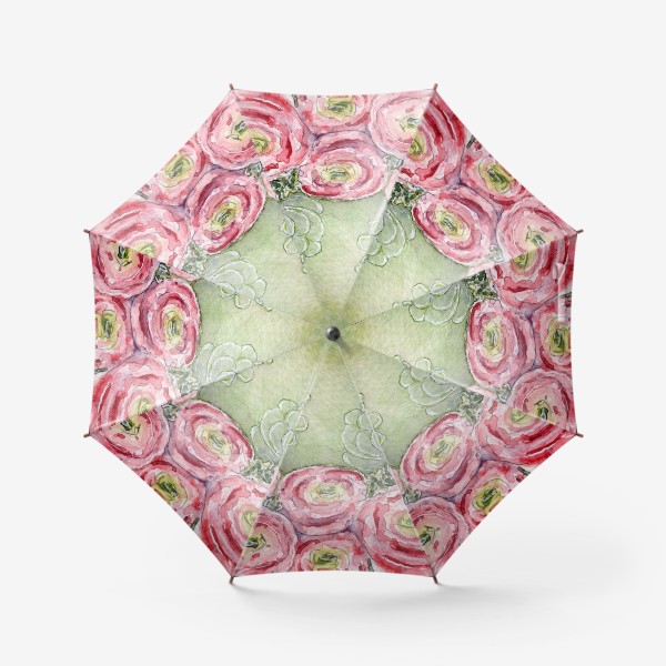 Зонт «Матрешка с цветами ранункулюсы, русская матрёшка, весенние цветы»