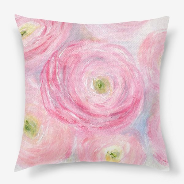 Подушка «Ранункулюсы, нежные розовые цветы»