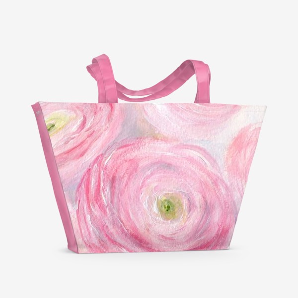 Пляжная сумка &laquo;Ранункулюсы, нежные розовые цветы&raquo;