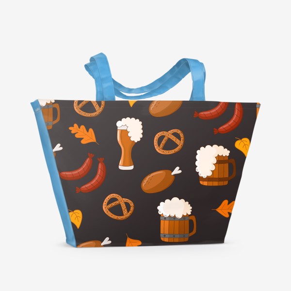Пляжная сумка «Октоберфест. Пиво с колбасками, бретцелем и курицей.»