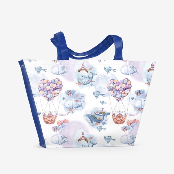 Пляжная сумка «Акварельный принт с милыми китами и белыми медведями. Принт для детской одежды в подарок»