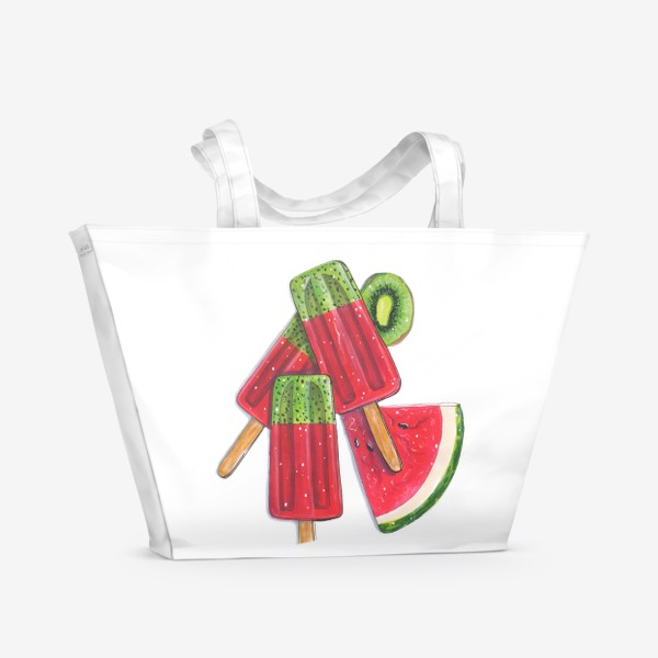 Пляжная сумка «Мороженое арбуз+киви»