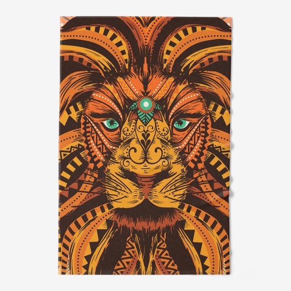 Полотенце «Разноцветный лев в африканском узоре»