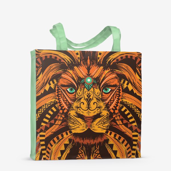 Сумка-шоппер «Разноцветный лев в африканском узоре»